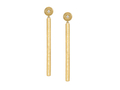 18kt yellow gold Ornate bezel bar earring with .07 cts diamonds. Available in white, yellow, or rose gold.
